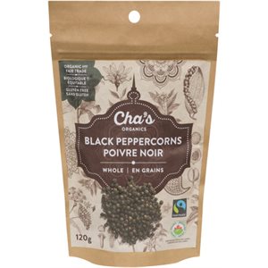 Cha's Organics Poivre Noir en Grains bio 120 g