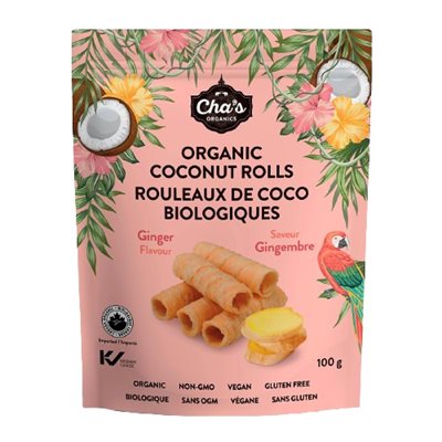 Cha's Organic Coconut Rolls-Ginger 100g