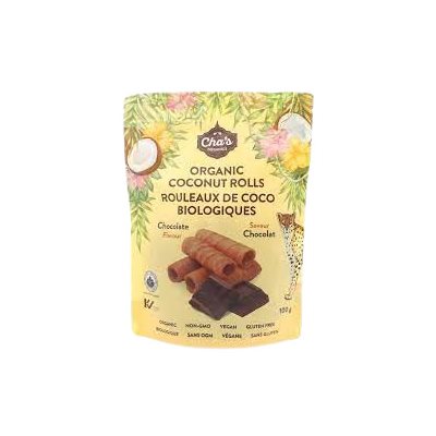 Cha's Organic Coconut Rolls-Chocolate 100g