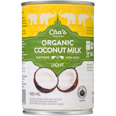 Cha's Organics Lait de Coco Biologique Léger 400 ml Cha's Organics Lait de Coco Biologique Léger 400 ml