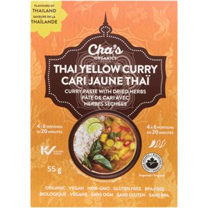 Cha's Organics Pâte de Cari avec Herbes Séchées Cari Jaune Thaî 55 g