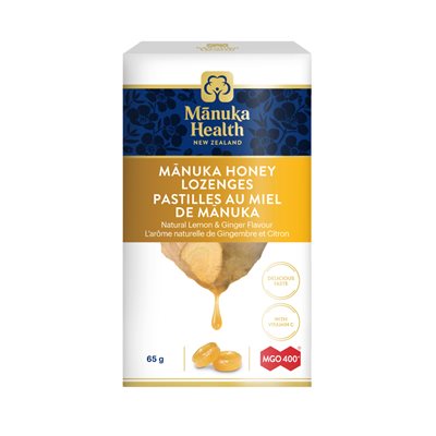 MANUKA HEALTH PASTILLES AU MIEL DE MANUKA - CITRON ET GINGEMBRE MGO 400+ MANUKA HEALTH PASTILLES AU MIEL DE MANUKA - CITRON ET GINGEMBRE MGO 400+
