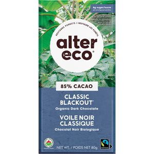 Alter Eco Chocolat Noir Intense Biologique Voile Noir 80 g