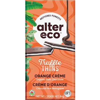 TABLETTE CHOCOLAT NOIR TRUFFLE THINS CRÈME D'ORANGE BIO 84GR TABLETTE CHOCOLAT NOIR TRUFFLE THINS CRÈME D'ORANGE BIO 84GR