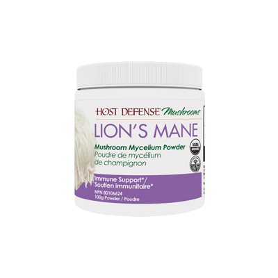 Host Defense Lions Mane poudre de mycéliumde champignon 100g Host Defense Lions Mane poudre de mycéliumde champignon 100g