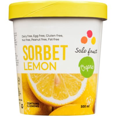 Solo Fruit Sorbet Lemon Organic 500 ml