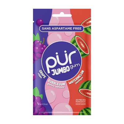 Pur Jumbo Gomme-raisin,gomme balloune,pastéque Pur Jumbo Gomme-raisin,gomme balloune,pastéque