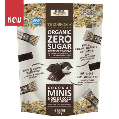 Theobroma Zero Sucre Coconut Minis Chocolat Noir Biologique Theobroma Zero Sucre Coconut Minis Chocolat Noir Biologique