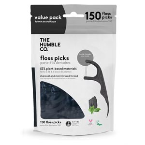 Dental Floss Picks Charcoal Mint value pack 150un
