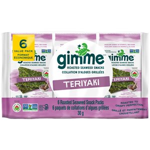 gimMe Organic Premium Roasted Seaweed Teriyaki 6 Packages x 5 g (30 g) 30g