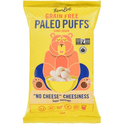 LesserEvil Paleo Puffs Super Fauxmage Sans Grain 140 g LesserEvil Paleo Puffs Super Fauxmage Sans Grain 140 g