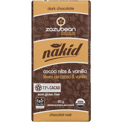 Zazubean Nakid Dark Chocolate Cocoa Nibs & Vanilla 85 g 