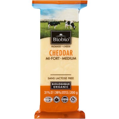 Biobio Fromage Cheddar Mi-Fort Biologique 31% M.G. 200 g Biobio Fromage Cheddar Mi-Fort Biologique 31% M.G. 200 g