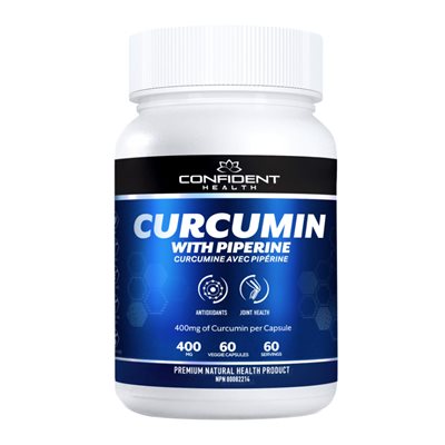 CONFIDENT HEALTH CURCUMIN 400 MG AVEC PIPÉRINE 60 CAPS CONFIDENT HEALTH CURCUMIN 400 MG AVEC PIPÉRINE 60 CAPS