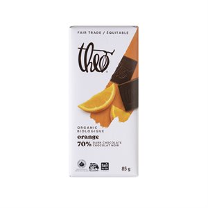 THEO Barre chocolat noir 70% Orange Bio