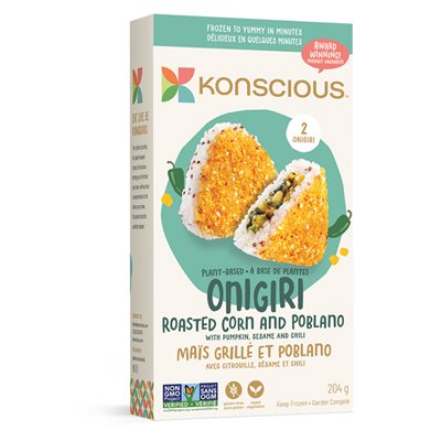 KONSCIOUS FOODS MAÏS GRILLÉ ONIGIRI À BASE DE PLANTES 204G  