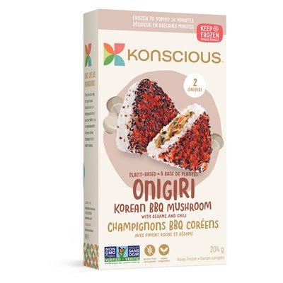 KONSCIOUS FOODS CHAMPIGNON BARBECUE CORÉEN ONIGIRI À BASE DE PLANTES 204G KONSCIOUS FOODS CHAMPIGNON BARBECUE CORÉEN ONIGIRI À BASE DE PLANTES 204G