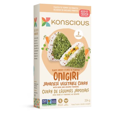 KONSCIOUS FOODS ONIGIRI AU CURRY VÉGÉTAL JAPONAIS À BASE DE PLANTES 204G KONSCIOUS FOODS ONIGIRI AU CURRY VÉGÉTAL JAPONAIS À BASE DE PLANTES 204G