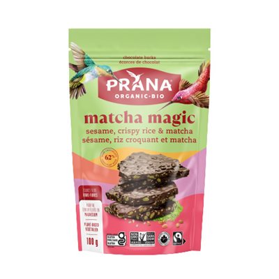 écorces de chocolat noir : Matcha Magic - Sésame rôti, riz croustilland et matcha écorces de chocolat noir : Matcha Magic - Sésame rôti, riz croustilland et matcha