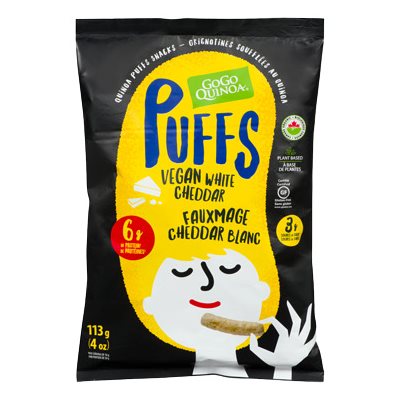 Gogo Quinoa Grignotines Soufflées Fauxmage Cheddar 113g Gogo Quinoa Grignotines Soufflées Fauxmage Cheddar 113g