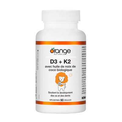 Orange Naturals D3 + K2 Softgels - With Organic Coconut Oil 90softgels