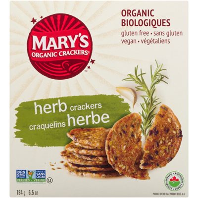Mary's Organic Crackers Craquelins Herbe 184 g Mary's Organic Crackers Craquelins Herbe 184 g