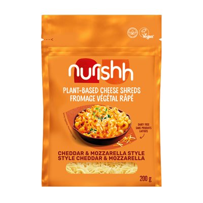 Nurishh Fromage végétal râpé style cheddar&mozzarella 200g Nurishh Fromage végétal râpé style cheddar&mozzarella 200g