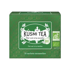 KUSMI Menthe thé vert Bio - Boîte x 20 sachets 40g