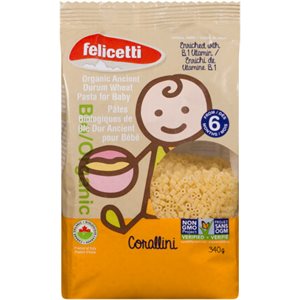 Felicetti Organic Ancient Durum Wheat Pasta for Baby Corallini from 6 Months 340 g 