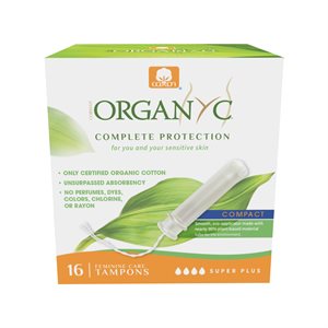 Organyc Feminine Bio-based Tampons Compact W / Applicator Super Plus 16un.