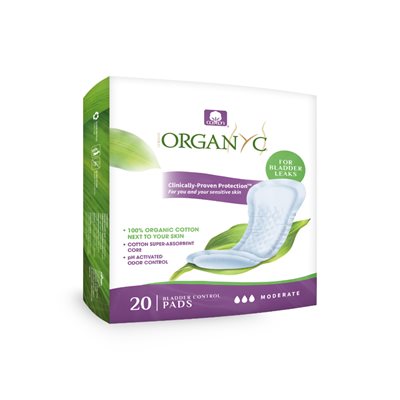 Organyc - Serviettes pour incontinence légère à absorption moyenne 20un Organyc - Serviettes pour incontinence légère à absorption moyenne 20un