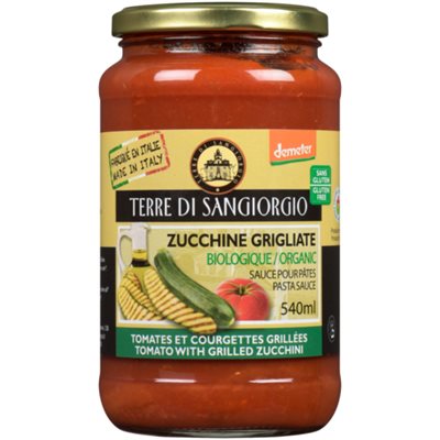 Terre di Sangiorgio Sauce pour Pâtes Tomates et Courgettes Grillées Biologique 540 ml Terre di Sangiorgio Sauce pour Pâtes Tomates et Courgettes Grillées Biologique 540 ml
