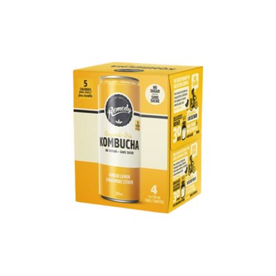 Remedy Organic Ginger Lemon Kombucha 4x355ML