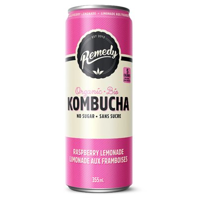 Remedy Kombucha sans sucre limonade aux framboises bio 355ML Remedy Kombucha sans sucre limonade aux framboises bio 355ML